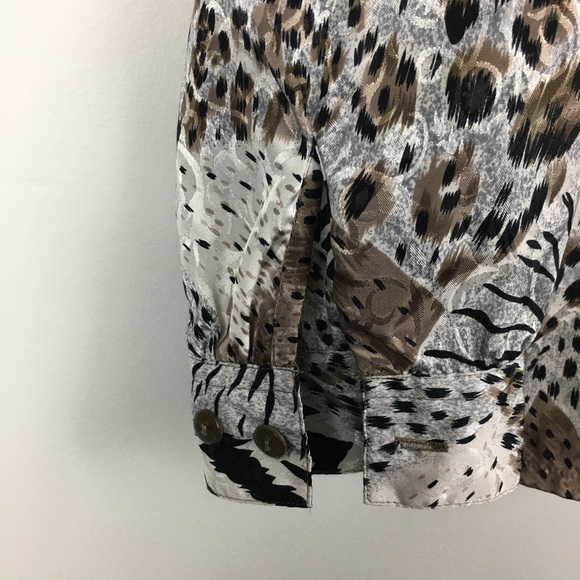 Animal print silky button up shirt - Picture 5 of 6